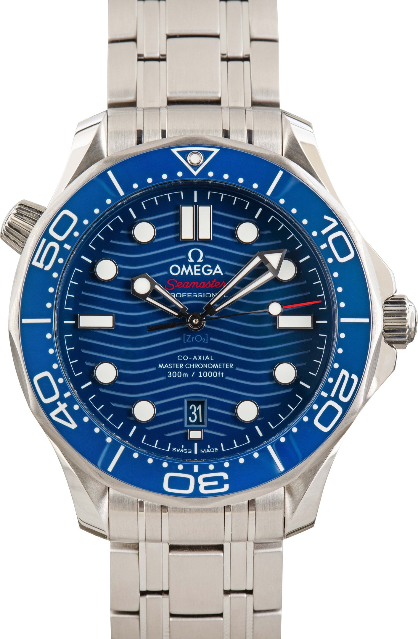 Pre-owned Omega Seamaster Diver 300M with blue ceramic wave dial and bezel