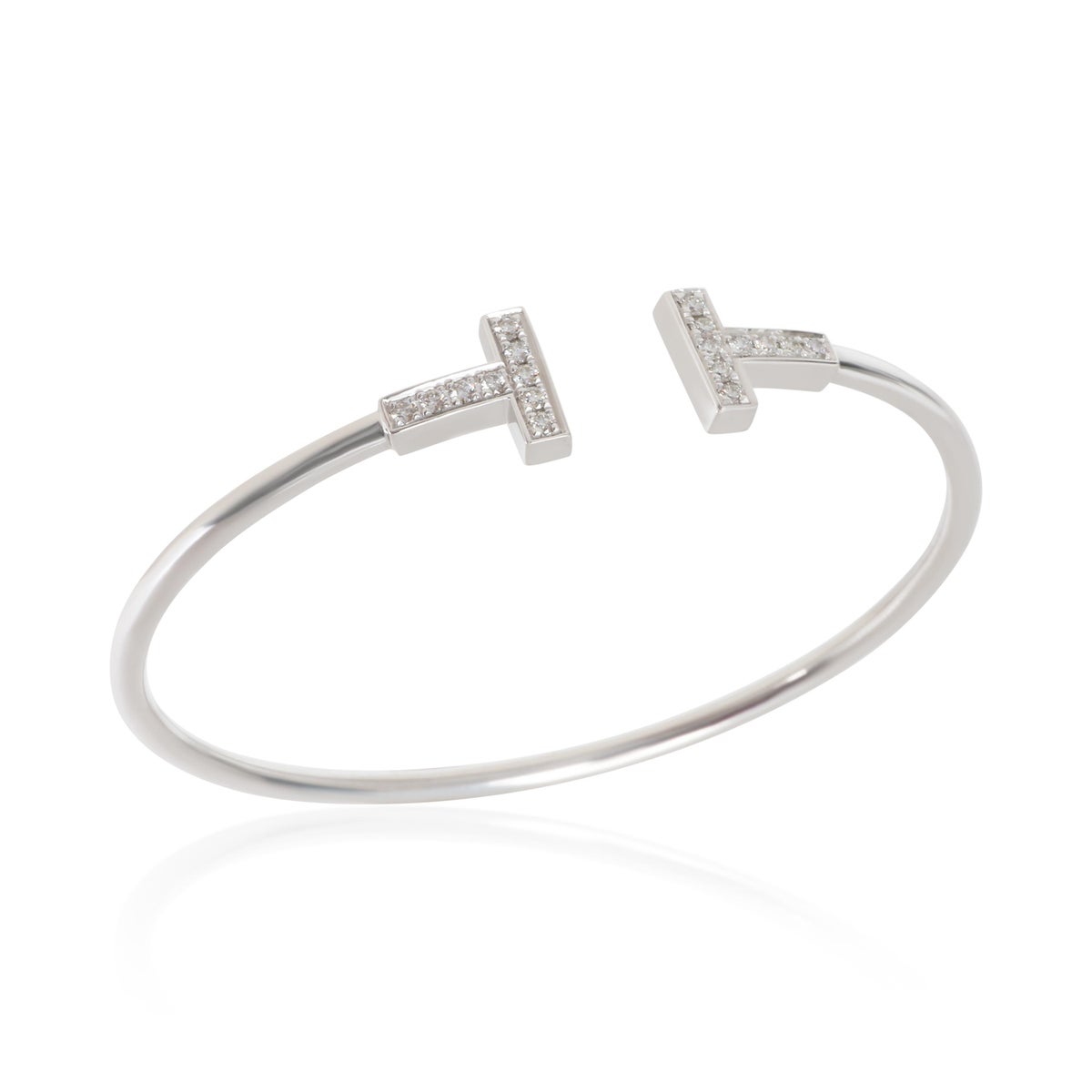 Pre-owned Tiffany T Wire diamond bracelet in white gold