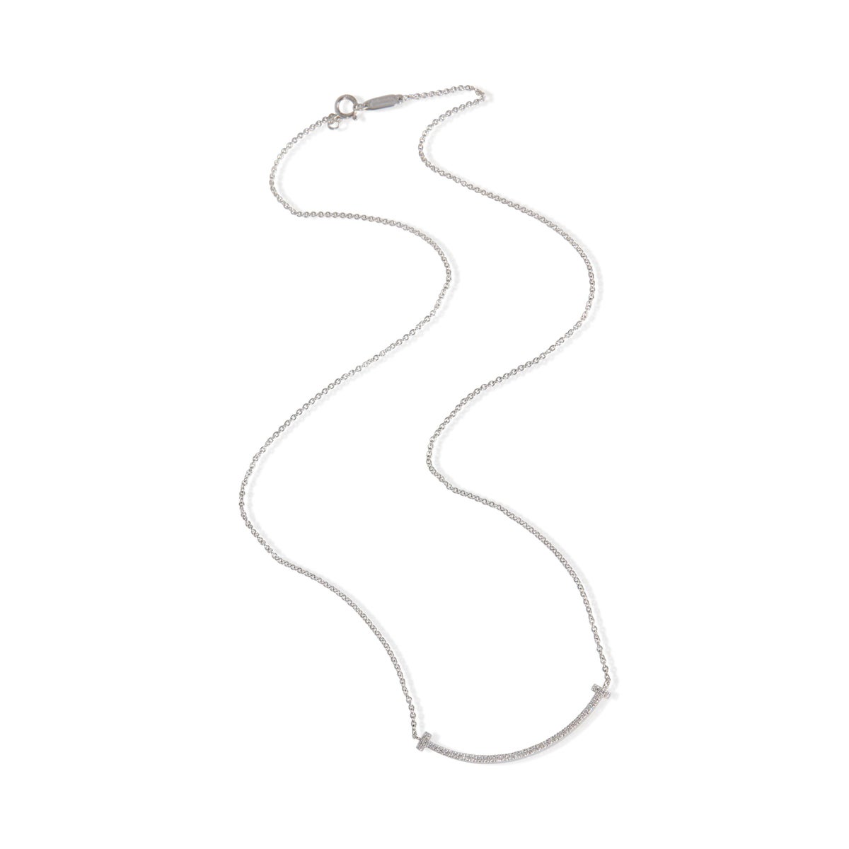 Pre-owned Tiffany T Smile pendant in white gold with diamonds