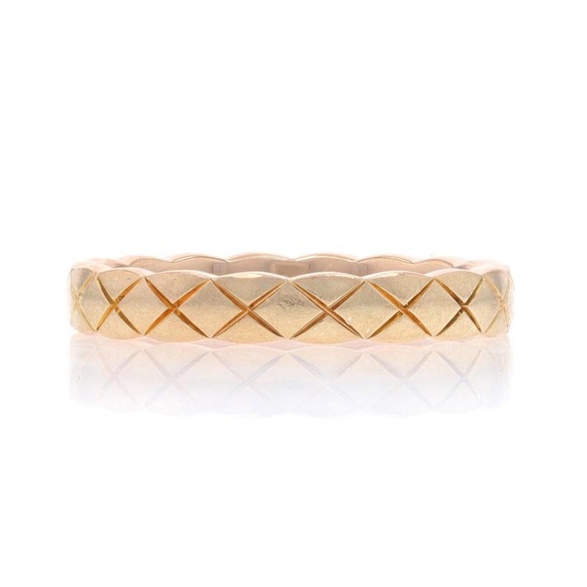 Pre-owned Chanel Coco Crush beige gold mini quilted band ring