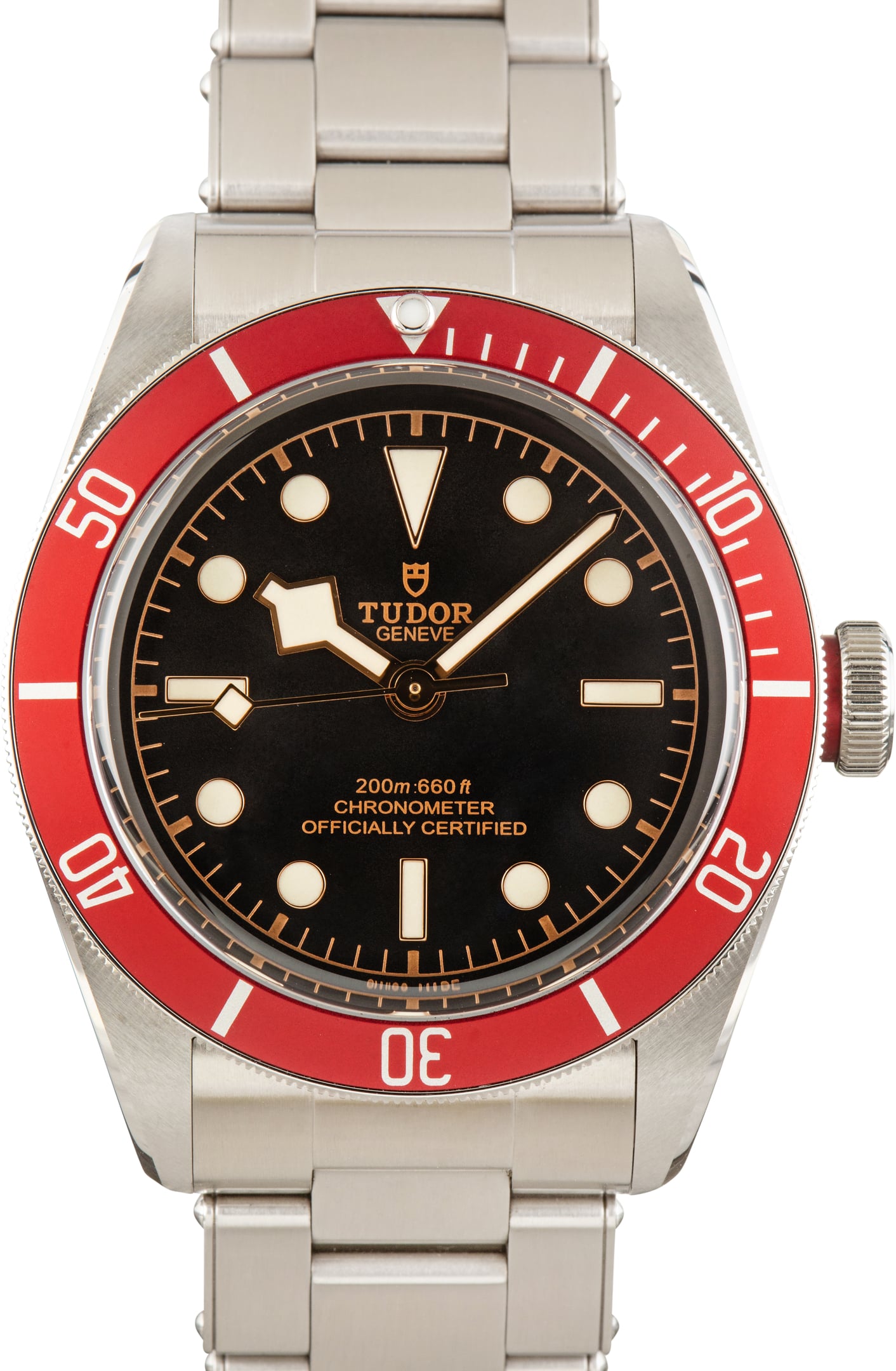 Pre-owned Tudor Black Bay 41 ref 79230 with black dial and red bezel