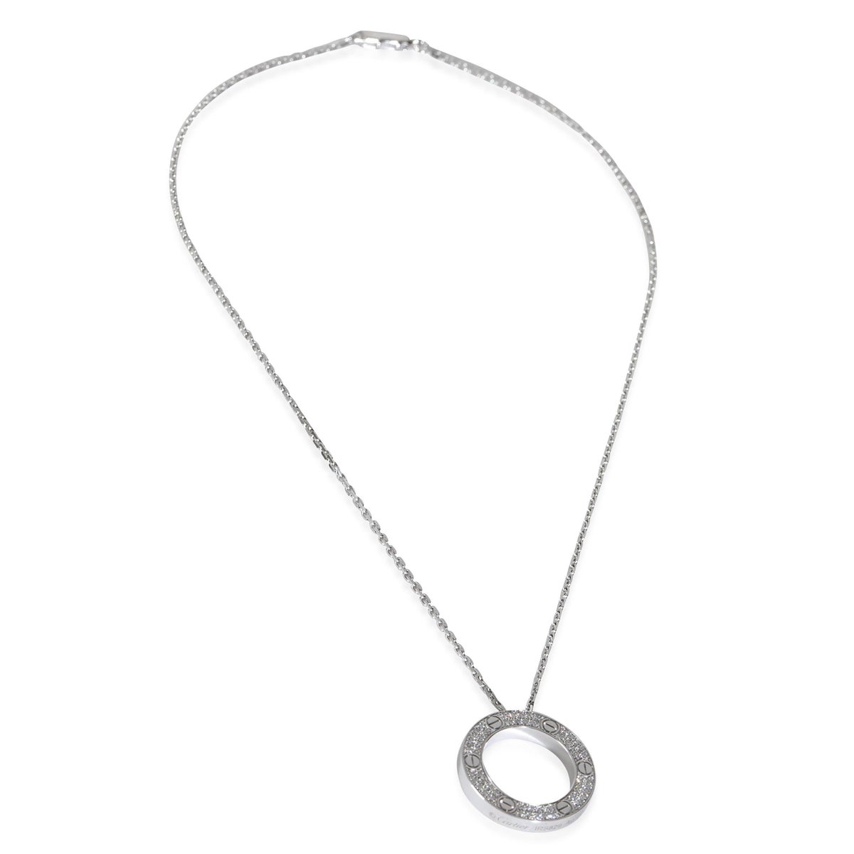 Pre-owned Cartier Love necklace in white gold with a diamond