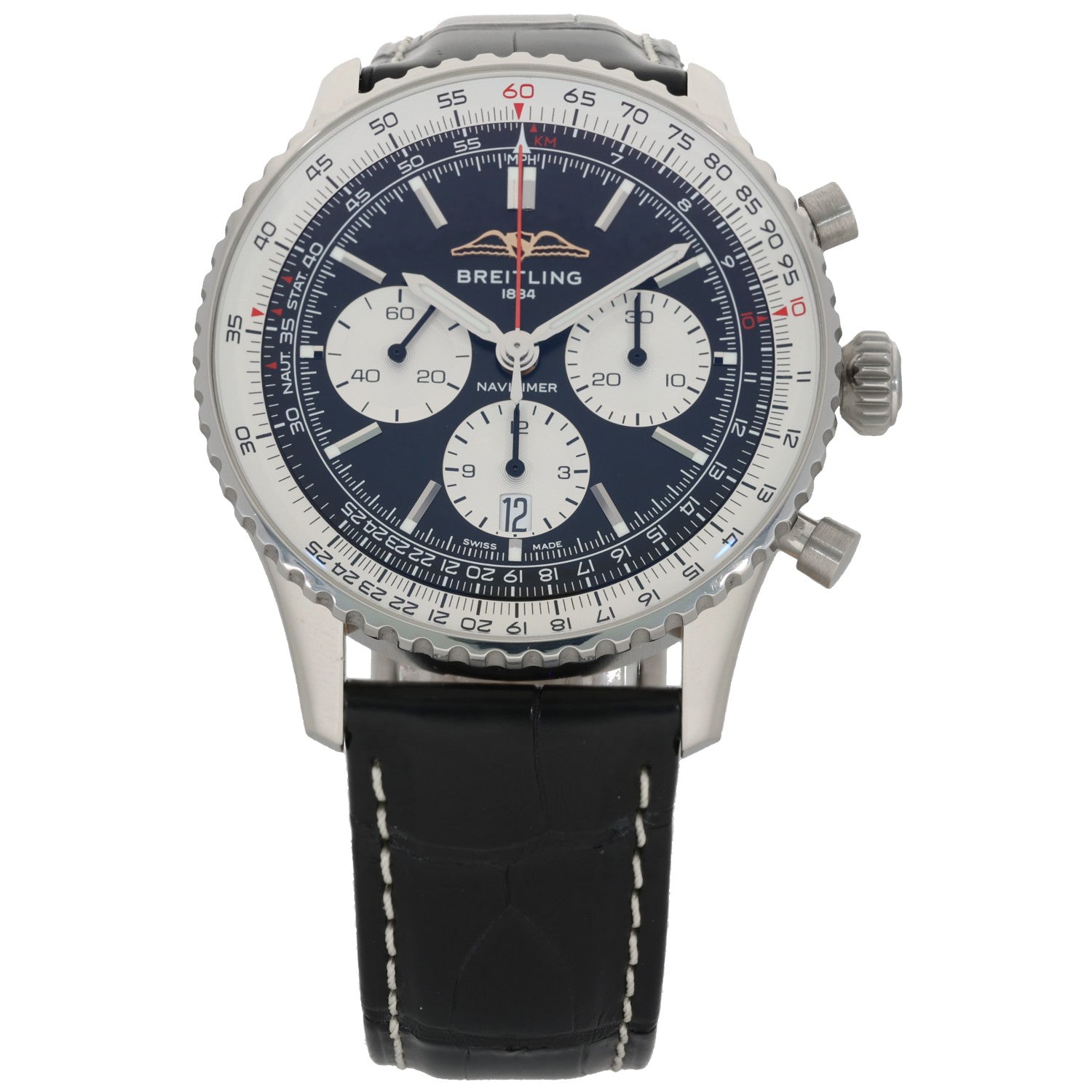 Breitling Navitimer B01 Chronograph in steel — the slide-rule bezel and in-house B01 movement.